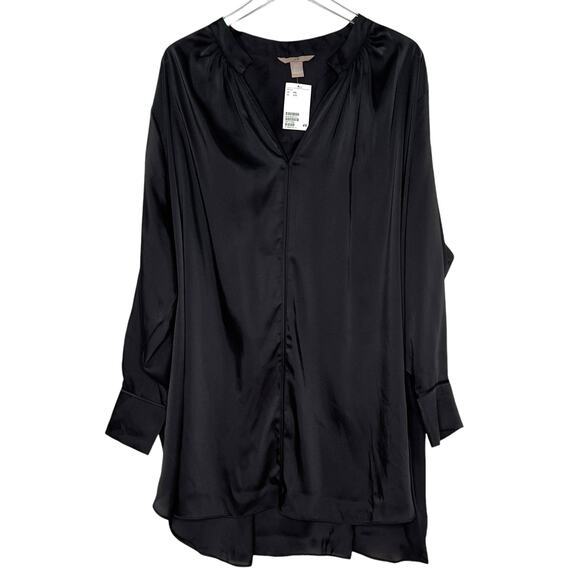 H&M 4XL NEW Black Silky Popover Top Balloon Sleeved Plus Size - Picture 1 of 10
